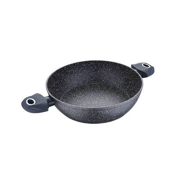 Bergner Kitchen & Dining Black / Brand New Bergner, Shallow Pot 28X7.0Cm 3.8L Snake Skin Textured Handle - BG-8519-MBG