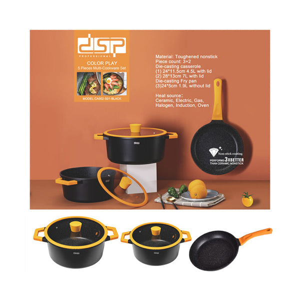 DSP Kitchen & Dining Black / Brand New DSP Cookware Set Of 5 pcs CA002-S01 - CA002-S01-B