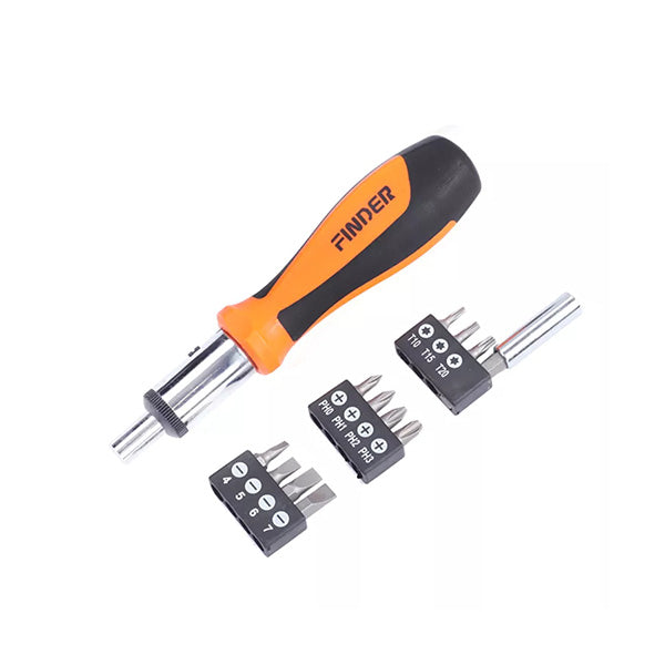 Finder Tools Black Orange / Brand New Finder, 13Pcs Ratchet Screwdriver And Bits Set - 193233-1