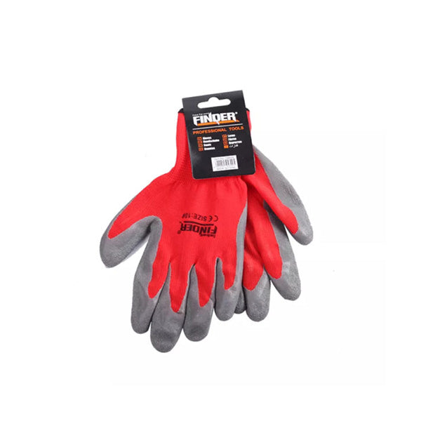 Finder Work Safety Protective Gear Red / Brand New Finder, Red Latex Rubber Palm Coated Work Safety Gloves - 194600