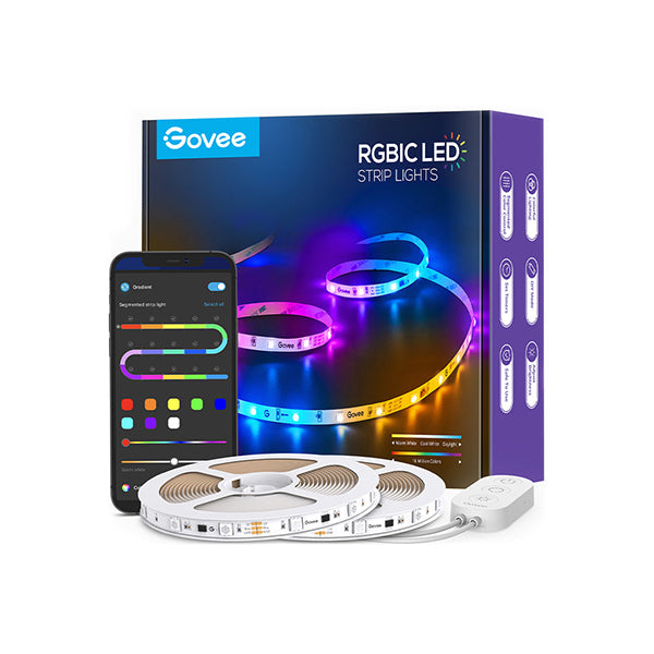 Govee Lighting White / Brand New Govee 65.6ft RGBIC LED Strip Lights, Color Changing LED Strips, App Control via Bluetooth, Smart Segmented Control, Multiple Scenes, Enhanced Music Sync LED Lights for Bedroom, Party (2 X 32.8ft)
