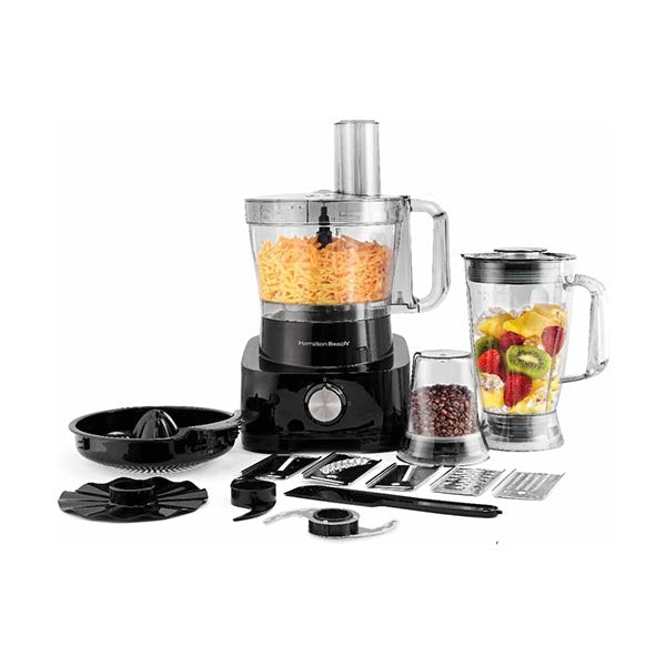 Hamilton Beach Kitchen & Dining Black / Brand New / 1 Year Hamilton Beach Food Processor 1000W, 3.5L Bowl and 11 Attachments - Blender, Citrus Juicer, Grinder Mill, Chopper, and More to Knead the Dough - FP1012-ME