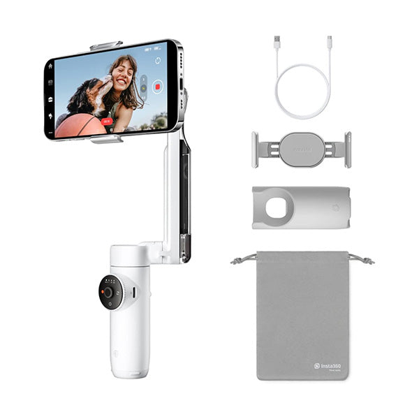 insta360 Camera & Optic Accessories White / Brand New Insta360 Flow - AI-Powered Smartphone Stabilizer, Auto Tracking Phone Gimbal, 3-Axis Stabilization, Built-in Selfie Stick & Tripod, Portable & Foldable, YouTube TikTok Video Kit
