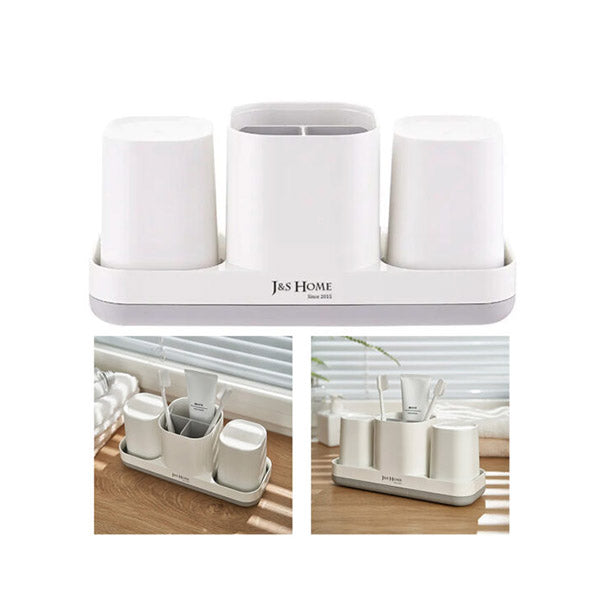 J&S Home Bathroom Accessories White / Brand New J&S Home, Toothbrush Holder Set With 2 Cups, JS185168 - 98779