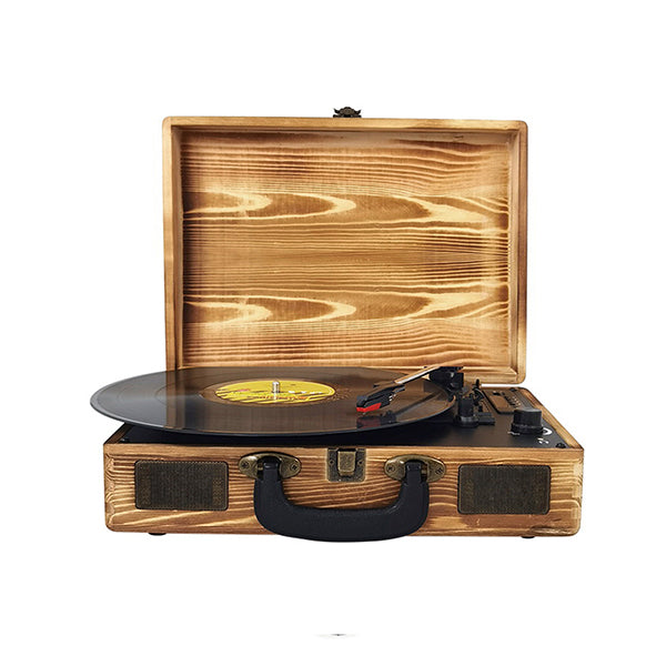 Mobileleb Audio Brown / Brand New Prixton Turntable Vinyl Record Player LED Stereo Wood Bluetooth - TE001