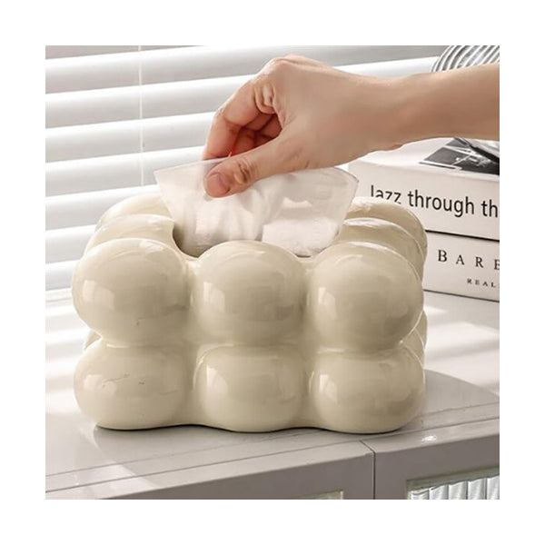 Mobileleb Bathroom Accessories Beige / Brand New Ceramic Tissue Box, 11 x 23 17 cm - 12084