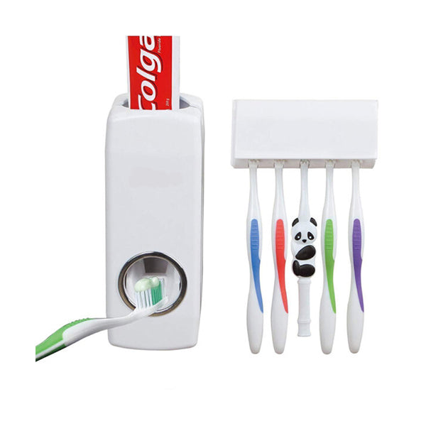 Mobileleb Bathroom Accessories White / Brand New Cool Gift, Toothpaste Dispenser, and Toothbrush Holder Set - 77896