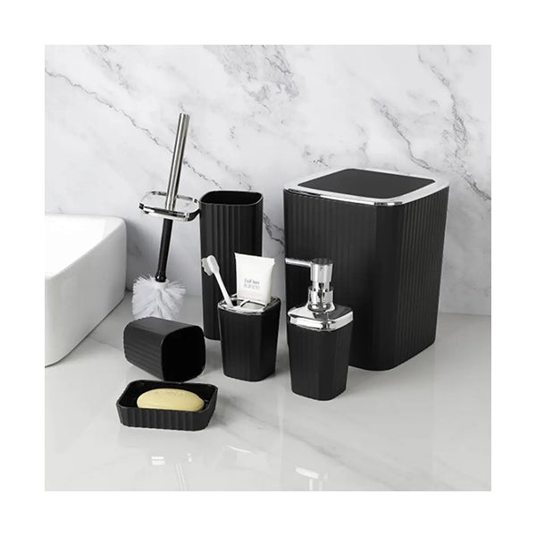 Mobileleb Bathroom Accessories Black / Brand New Luxurious 6-Pieces Bathroom Accessories Set - 12010