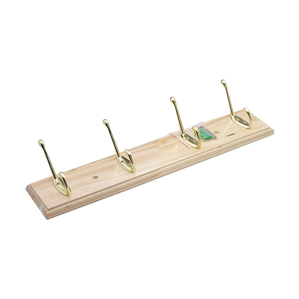 Mobileleb Bathroom Accessories Brown / Brand New / 4 Hooks Wooden Board Hook Rack - 11706, Available in Different Sizes