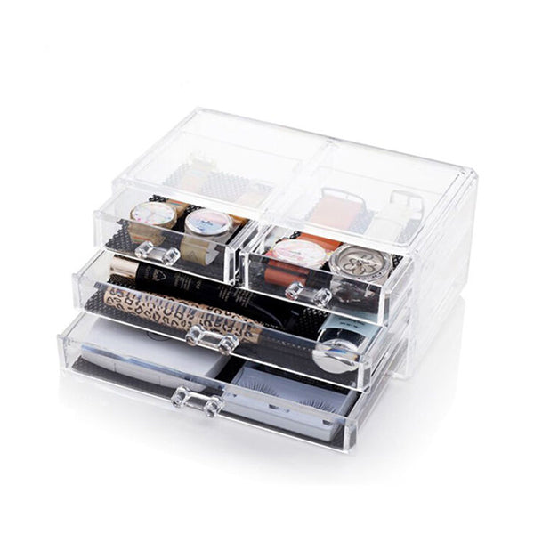 Mobileleb Cabinets & Storage Transparent / Brand New Acrylic Cosmetic Organizer, 4 Drawer Set #8804-1 - 10827