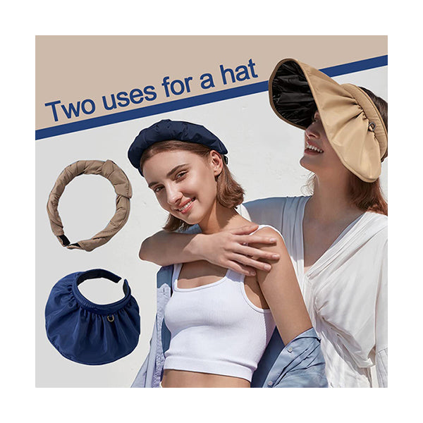 Mobileleb Clothing Accessories Hat for Women 2 in 1 Roll Up Sun Visor Wide