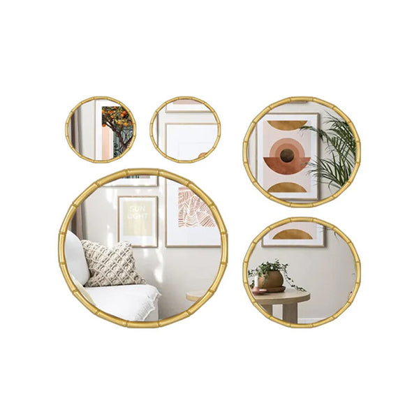 Mobileleb Decor Gold / Brand New Gold Mirror Wall Hanger Set Of 5 Pcs HB-Y48-5 - 98664
