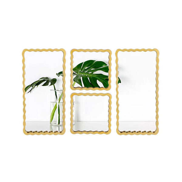 Mobileleb Decor Gold / Brand New Gold Rectangle Bamboo Design Mirror Set of 4Pcs, HB-60-4 - 98666