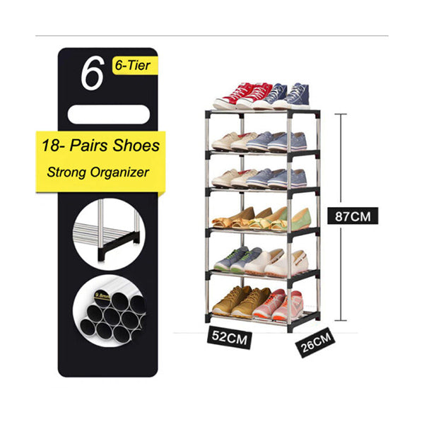 Mobileleb Household Supplies Silver / Brand New Heavy Duty Shoe Organizer Rack - 6 Shelves