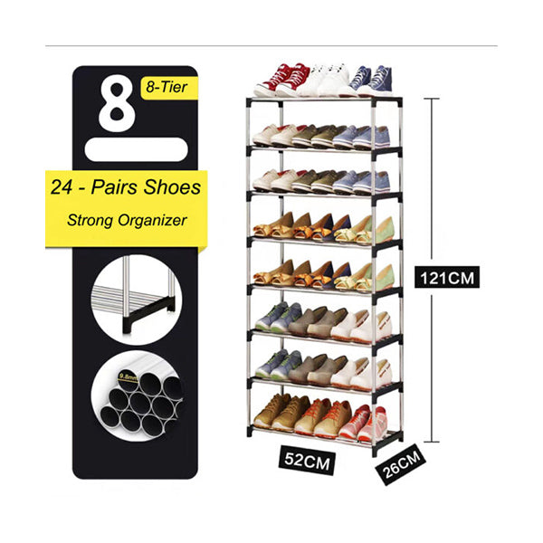 Mobileleb Household Supplies Silver / Brand New Heavy Duty Shoe Organizer Rack - 8 Shelves