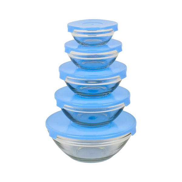 Mobileleb Kitchen & Dining Blue / Brand New 5pcs Glass Bowl Set - 93101