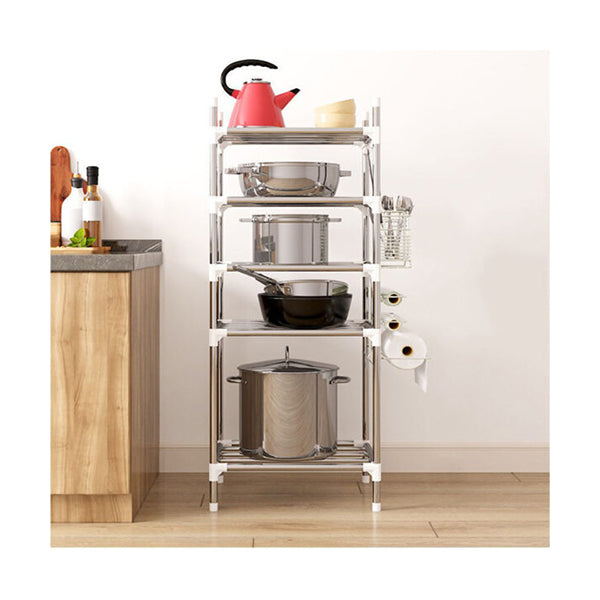 Mobileleb Kitchen & Dining Silver / Brand New Adjustable 5 Tier Stainless Steel Storage Rack Shelves - 98541