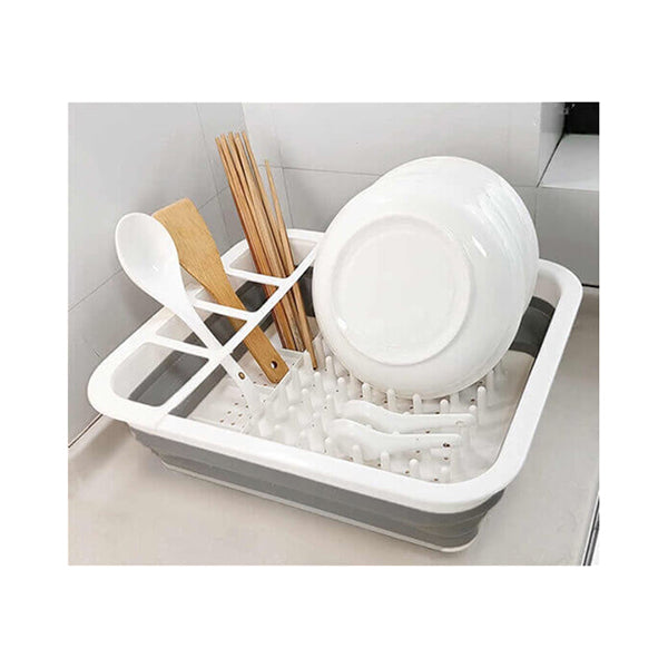 Mobileleb Kitchen & Dining Grey / Brand New Foldable Dish Rack, Retractable Silicone Colander - 14115