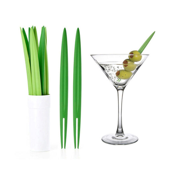 Mobileleb Kitchen & Dining Green / Brand New Fresh Leaf Cocktail Picks Plastic Serving Fork Set
