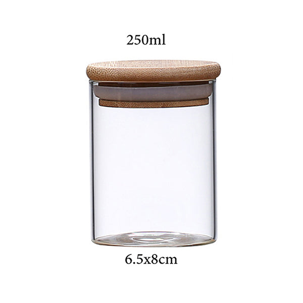 Mobileleb Kitchen & Dining Brand New / 250ML Glass Jar Containers with Bamboo Lids - 10806, Available in Different Sizes