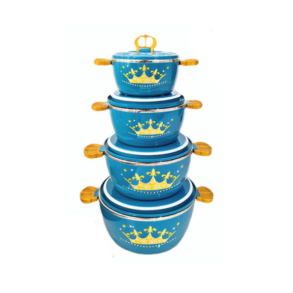 Mobileleb Kitchen & Dining Blue / Brand New Set of 4 Round Thermal Insulating Pots for Food Storage - 97615
