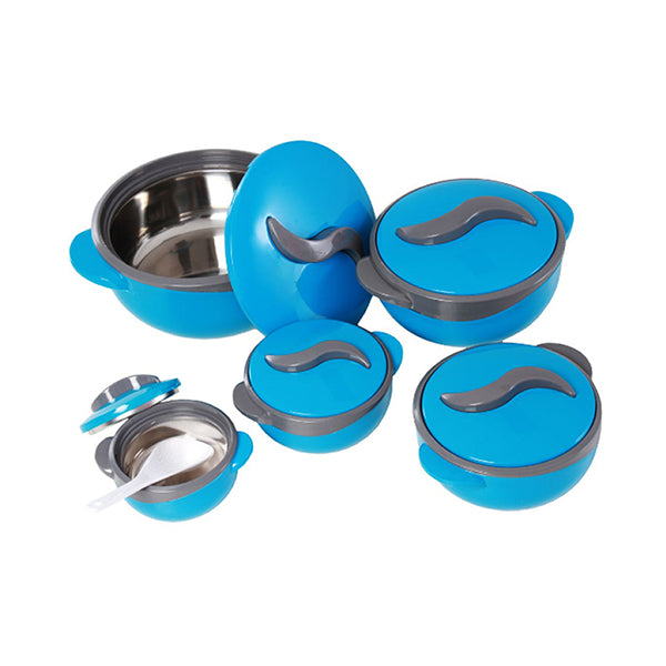 Mobileleb Kitchen & Dining Blue / Brand New Set of 5 Round Thermal Insulating Pots for Food Storage - 97611