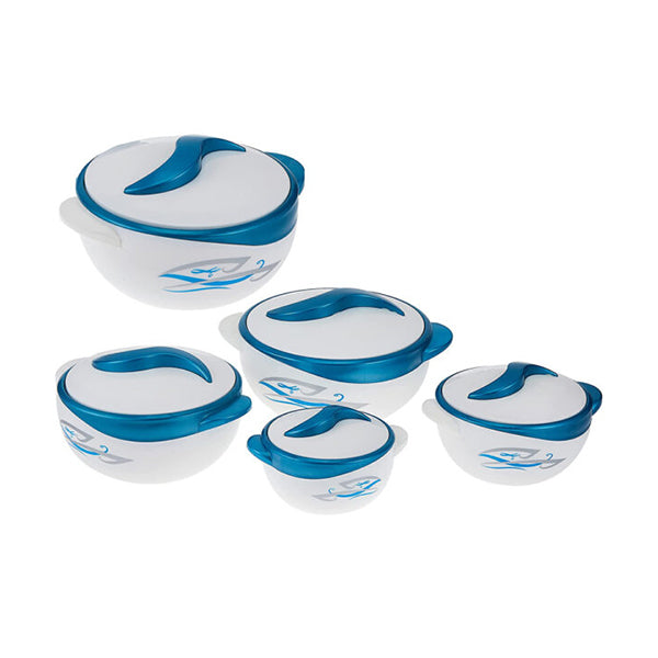 Mobileleb Kitchen & Dining Blue / Brand New Set of 5 Round Thermal Insulating Pots for Food Storage - 97613