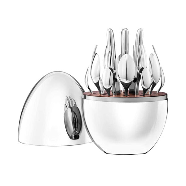 Mobileleb Kitchen & Dining Silver / Brand New Stainless Steel Egg-Shapes 24-Piece Tableware Set - 10679