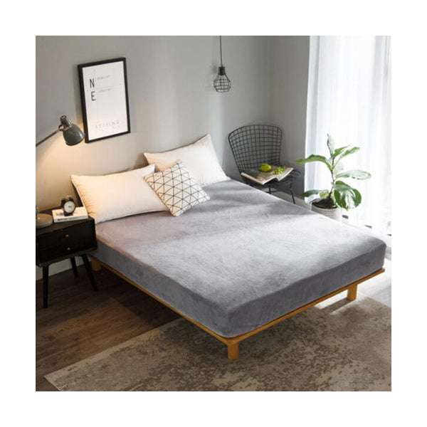Mobileleb Linens & Bedding Grey / Brand New Flannel Elastic Mattress Cover 200*200 cm
