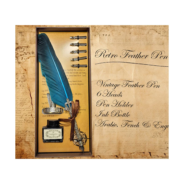 Mobileleb Office Instruments Aqua Blue / Brand New Retro Vintage Feather Pen - 16015