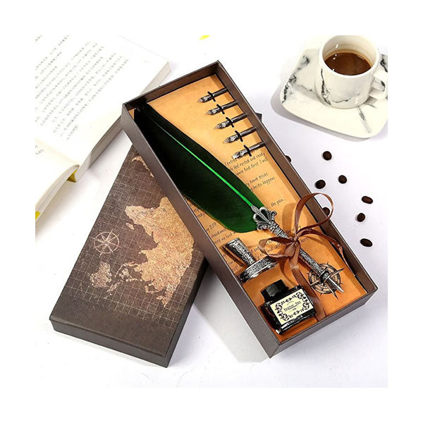 Mobileleb Office Instruments Green / Brand New Vintage Calligraphy Pen Feather Dip Fountain Pen Sets Ink Stationery Quill Creative Retro Writing Pen School Office Supplies - 16007