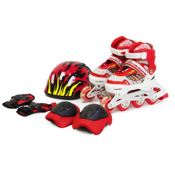 Mobileleb Outdoor Recreation Red / Brand New Adult & Kids Adjustable Roller Skates With Safety Kits K603CT - Medium