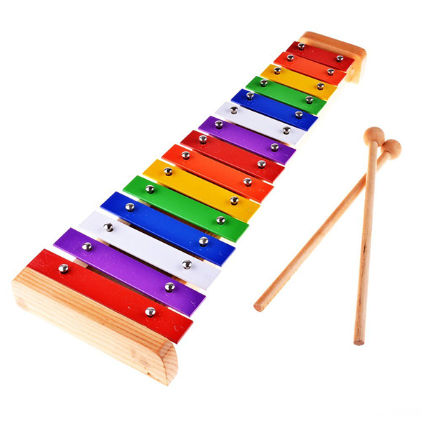 Mobileleb Percussion Instruments Brand New / 1 Year Wood Pine Xylophone Percussion Musical Toy With 15-Note Colorful Aluminum Plate C Key