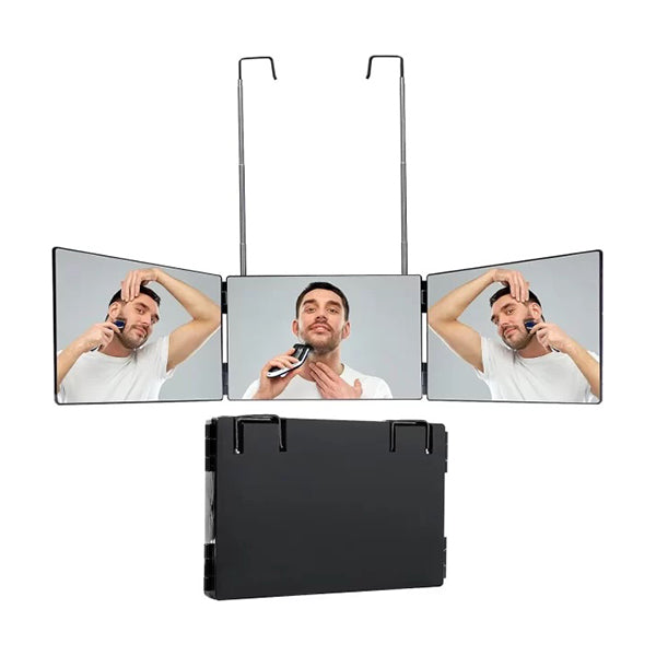 Mobileleb Personal Care Black / Brand New Self-Cut Mirror 3 Sides Adjustable 360° Mirror with Telescoping - 11939