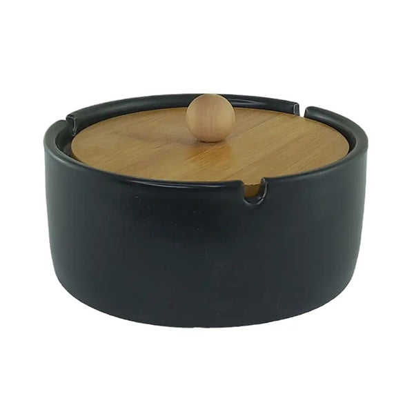 Mobileleb Smoking Accessories Black / Brand New Ceramic Ashtray with Lids - 10325