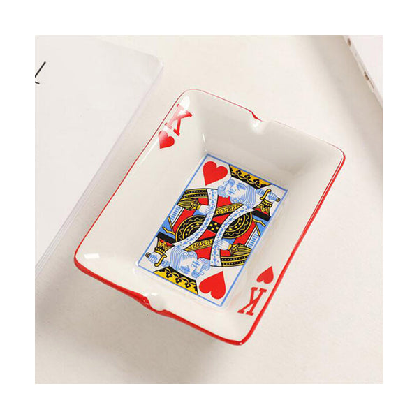Mobileleb Smoking Accessories Brand New / Model-1 Creative Card Game Ceramic Ashtray - Size 12.7 x 9.8 cm - 97708