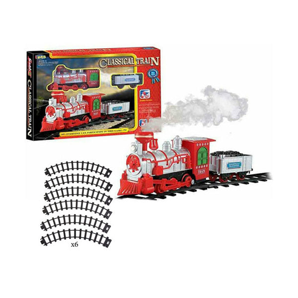 Mobileleb Toys Red / Brand New Battery Operated Steam Train Track with Light & Sound 235cm Track - 98168