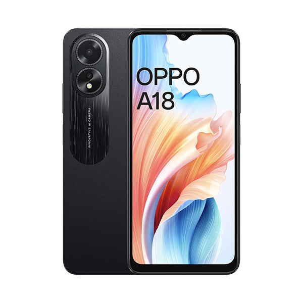 OPPO Mobile Phone Glowing Black / Brand New / 1 Year Oppo A18 8GB/128GB (4GB Extended RAM) + 6 Months Screen Replacement Warranty