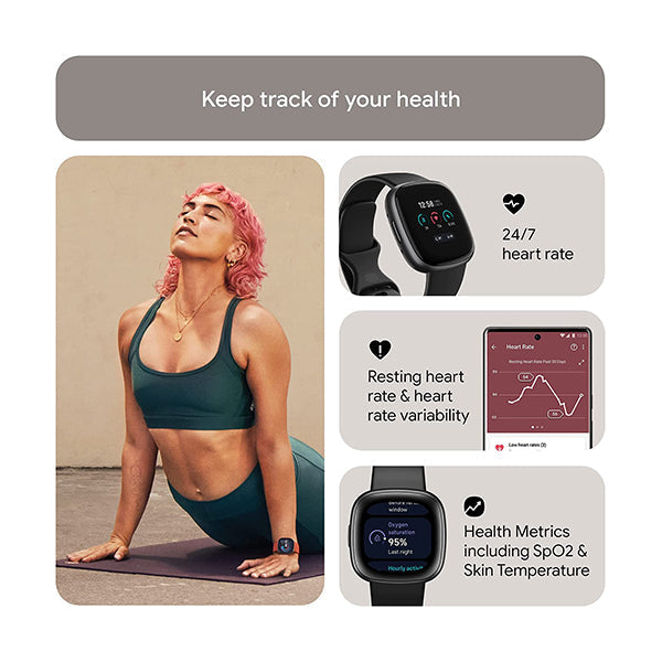 Brand New , Fitbit Versa 4 Fitness Smartwatch with Daily Readiness, GPS, 24/7 Heart Rate, 40+ Exercise Modes, Sleep Tracking and more, Pink Sand/Copper Rose, One Size (S & L Bands Included
