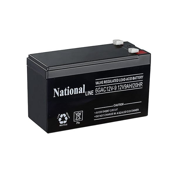National Line UPS Battery Black / Brand New UPS Battery 12V/9AH/20HR, Valve Regulated Lead-Acid Battery, National Line