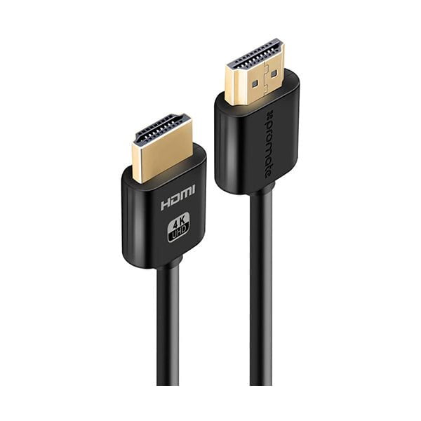 Promate Cables Black / Brand New / 1 Year Promate, ProLink4K2-150 4K HDMI Cable, High-Speed 1.5 Meter HDMI Cable with 24K Gold Plated Connector and Ethernet, 3D Video Support for HDTV, Projectors, Computers, LED TV and Game consoles