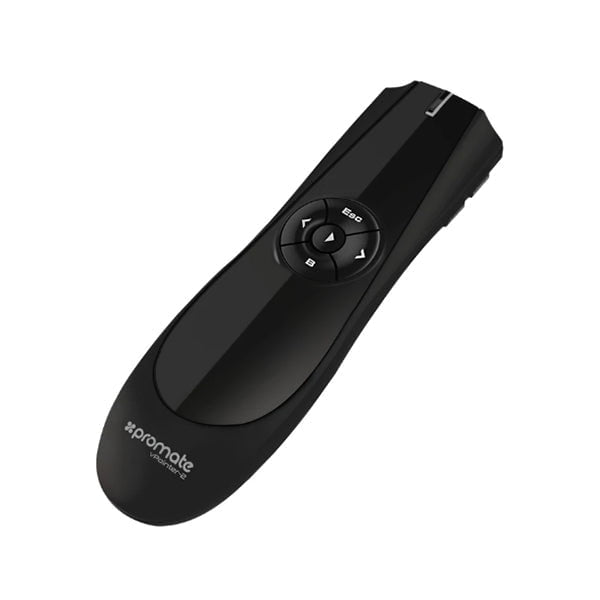 Promate Video Conferencing Devices Black / Brand New / 1 Year Promate, vPointer-2 Wireless Presenter, Professional 2.4GHz Wireless USB Presenter with Laser Pointer, Media Control and Intuitive Slideshow Controls for PowerPoint, Meetings, Office, Windows, iOS