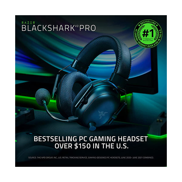 Razer BlackShark V2 Pro Wireless Gaming Headset: THX 7.1 Spatial Surround  Sound - 50mm Drivers - Detachable Mic - for PC, PS5, PS4, Switch, Black