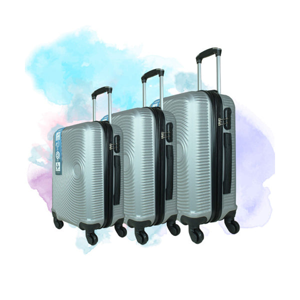 AtoZ Handbags & Wallets & Cases Silver / Brand New AtoZ Traveler, Luggage Set of 3 #862 Double Zipper - LUG862-3