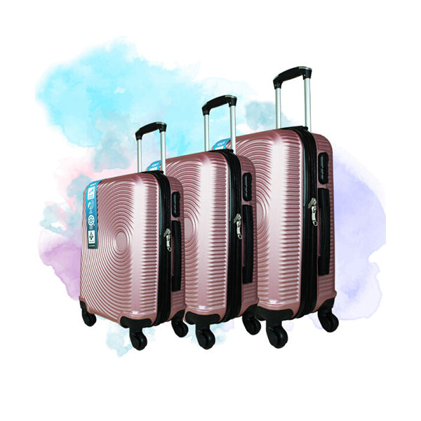 AtoZ Handbags & Wallets & Cases Rose Gold / Brand New AtoZ Traveler, Luggage Set of 3 #862 Double Zipper - LUG862-3