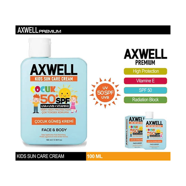 Axwell Premium Personal Care Brand New Axwell, Kids Sun Care Cream, UVA/UVB Face and Body Sun Care Cream - JT538