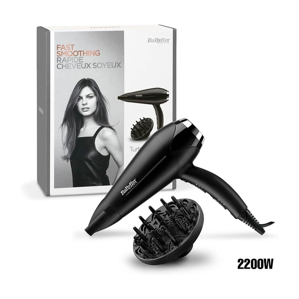 Babyliss Personal Care BaByliss Hair Dryer Turbo Smooth 2200, Powerful Dryer With Adjustable Speed Settings, Multiple Heat Settings For Customized Styling, Ionic Technology Reduces Frizz And Enhances Shine, D572DSDE