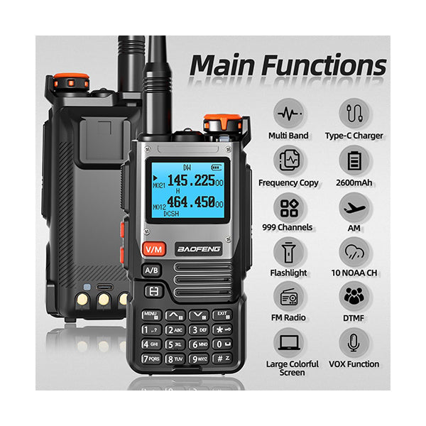 BaoFeng Communications Black / Brand New BaoFeng Ham Radio K61 Handheld Long Range Rechargeable Walkie Talkies for Adults 5RM K5 Two Way Radio with Earpiece, NOAA Weather Receiver, Copy Frequency for Hunting Survival Gear