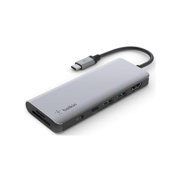 Belkin Grey / Brand New Belkin, AVC009BTSGY USB-C 7-in-1 Multiport Hub Adapter