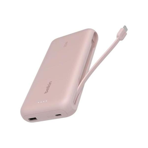 Belkin Pink / Brand New / 1 Year Belkin, BPB024HQBK/BL/PK/WH Boost Charger 20K Power Bank with Integrated USB-C Cable